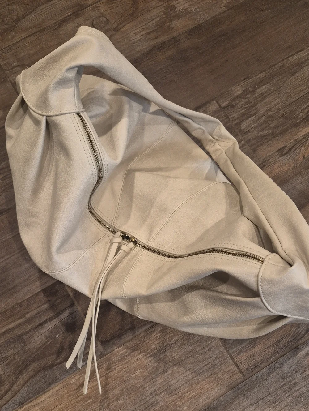 Free People Ivory Vegan Leather Slouchy Hobo Carryall Shoulder Crossbody Bag